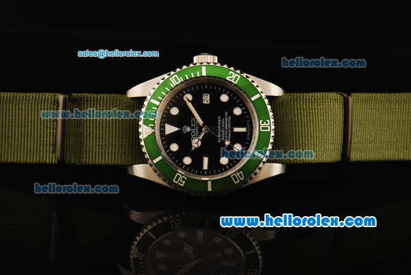 Rolex Submariner X Limited Edition Rolex 3135 Automatic Movement Steel Case with Black Dial and Green Nylon Strap - Click Image to Close